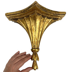 VTG Hollywood Regency Gold Ornate Fluted Wall Shelf Bracket Sconce Corbel