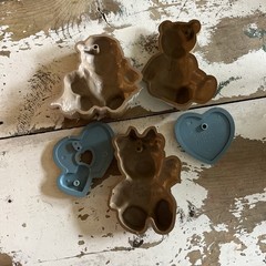 HOME INTERIORS BURWOOD RETIRED 1994 TEDDY BEAR TRIO With 2 Hearts