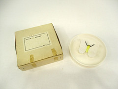 1975 FITZ AND FLOYD Butterfly Dish Trinket Bowl White Round New Open Box Vtg