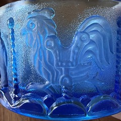 Goebel Heavy Crystal Cobalt Blue Bowl With Carousel Animals EUC