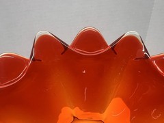 Vintage Viking Glass Double Crimped Petal Deep Orange Candy/Trinket Bowl