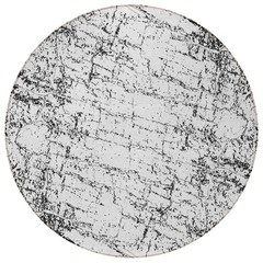 8′ Black White And Gray Round Abstract Washable Rug