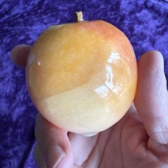 Alabaster 3″ Stone Fruit Peach Apricot Vintage Exposed Pit Seed Wood Stem