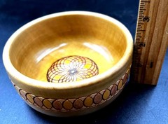 VTG Swiss Wood Bowl Hans Huggler-Wyss Brienz Switzerland Carved Folk Art Inlay