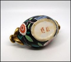 Aladin France Porcelain Art Deco Inkwell Chinoiserie Bird Floral Gilt Hinged Lid
