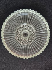 Vintage 1930’s Akro Agate Clear Glass Ribbed Powder Jar / Trinket Dish w/ Lid