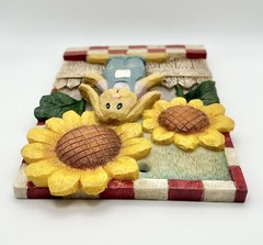Rabbit & Sunflowers 3-D Wall Plaque, Resin. Ex Condition. No Chips or Cracks.