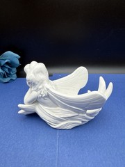 Vintage Fitz And Floyd Fairy Figurine Trinket Dish Art Nouveau Porcelain Ceramic