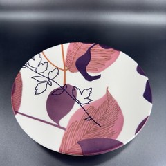 POTTERY BARN Graphic Harvest Ceramic Dish Plate Made In Brazil Round New Set 4