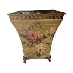 19th Century French Style Sheet Metal Cachepot Wastebasket Planter Flowers