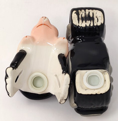 Pig Figurines Salt and Pepper Shakers Hogs on a Hog Motorcycle Harley Biker