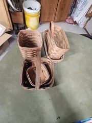 LOT OF 5 ASSORTED LONGABERGER BASKETS VARIOUS SHAPES SIZES 1980s CHEAP L$$K