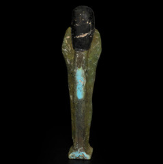 Ancient Egyptian Antiques Ushabti Hieroglyphs Faience Green Burial Figure BC