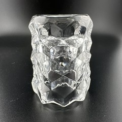 Fostoria American Cube Clear Glass Toothpick Holder Manganese Glow Vintage