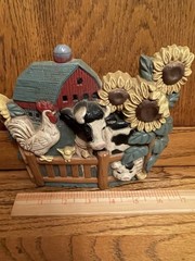 Home Interior Gifts Farm Wall Hanging Sunflowers Cows Chickens Vintage Decor