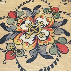 Vintage Norwegian Wooden folk Art Hand Painted Prayer Plate.