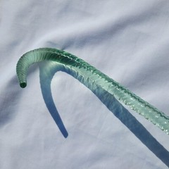 Rare Antique Whimsy Parade Cane Light Blue End Of Day Blown Twisted Glass Rod