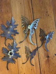 Vtg Home Interiors Homco Butterflies Leaves Brass Wood Metal Wall Art Hangings