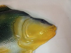 Vtg Largemouth Bass Large Art Glass Plate 24″ Serving Dish Platter Fish Decor