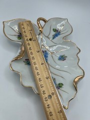 Vintage Floral Leaf Shape Trinket Dish Japan