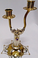 Copa Collection Made in Brazil Brutalist Mixed Metal and Amethyst Candleabra