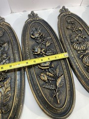 VTG 4 Seasons Syroco Floral Wall Plaques Hollywood Regency MCM Molded Plastic