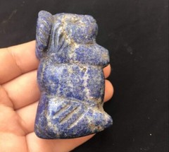 Highe Grade Lapiz Lazui Stone Very Antique Old Wild Bull Animal Amulet Bead