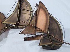 Vintage MCM DEMOTT Brass Sailboat Metal Wall Hanging Sculpture – Signed