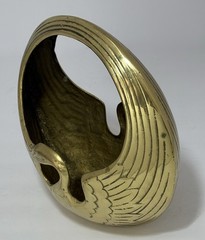 Vintage MCM Solid Brass Swan Planter Bowl Catchall with Handle ~Korea