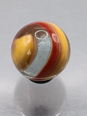 .76″ Akro Corkscrew Popeye Red, Yellow, White, Clear Shooter Marble- #CE138