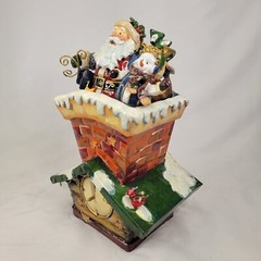 Unbranded Holiday Santa In Sleigh Music Box Metal TESTED, WORKS PLAYS TOO FAST