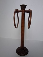 Vintage Wooden Display Stand with Double Rings — Ornate Base, 14” Tall