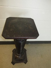 ANTIQUE PEDESTAL STAND TABLE ORNATE Circa 1890 “Bronze Statue Clock” To Restore