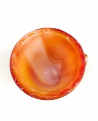 GLOWS Vintage Akro Agate Imperial Orange & White Slag Cadmium Toothpick Holder