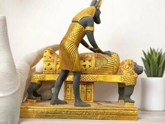 EGYPTIAN ANTIQUE STATUE RARE EGYPTIAN ANTIQUITIES OF GOD ANUBIS PHARAONIC BC