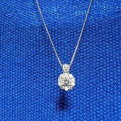 K18WG Diamond Pendant 0.20ct Flower Design Necklace Top Used