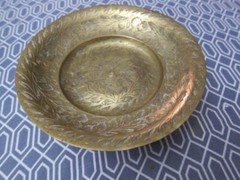 Estate Antiqu 1909? Edwardian BRASS pedestal DISH pillar CANDLE HOLDER old INDIA