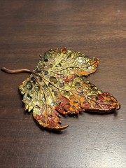 Gorgeous Vintage Rare Jay Strongwater Metal Enamel Leaf with Crystals