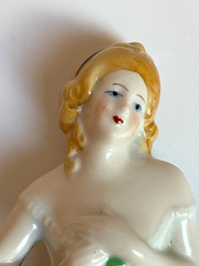 Vintage 1920s Porcelain Half Doll Brush/Whisk, 8.25″ Tall, Maker Unknown