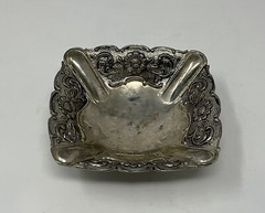 Davco Silver Ltd Footed Ornate Trinket Dish 4″ Silver Plated Victorian Vintage