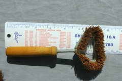 2 vintage heart shaped brushes with wooden handles for crafts or display COUNTRY