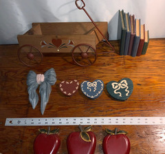 Vintage Assortment Homco Apples Hearts Wagon Shelf Books Bow Wall Decor