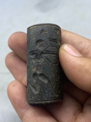 Large Ancient Middle Eastern Early Akkadian Jasper Stone Cylinder Seal Bead