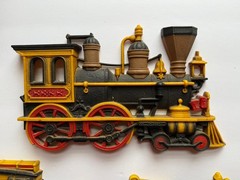 Vintage 1975 Homco Wall Plaques Train, Stagecoach, Trolley 7363, 7362, 7361, USA