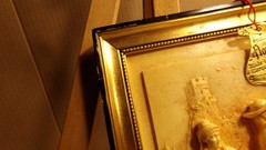 Vintage French Floralix Detailed Relief Framed Wall Decor Man & Woman Farmers