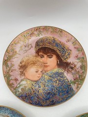 Lot of 3 Vintage Edwin Knowles Mother’s Day Plates with Edna Hibel Design