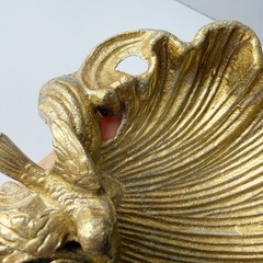 Vintage Hollywood Regency Gilt Metal Leaf Birds Soap Trinket Dish Catchall