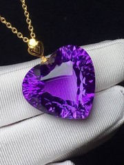 Natural Amethyst Quartz Purple Uruguay heart shape necklaces 18K