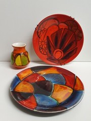 🔶️RETRO VINTAGE SPACE JET AGE POOLE POTTERY DELPHIS PLATE 3 OP POP PSYCH TRIP