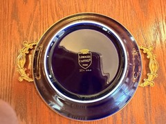 Rare Limoges Castel Bowl Tray with Handles, Trimmed in 22k Gold, Made in France